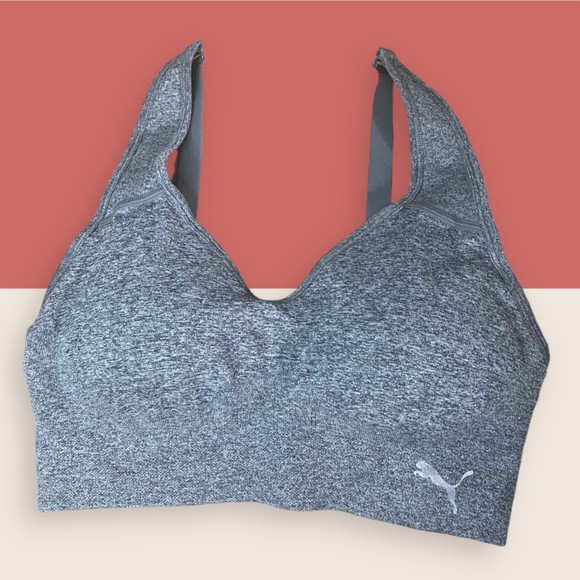 Puma Other - *SOLD* 🐆 PUMA SPORTS BRA PULLOVER ADJUSTABLE STRAPS REMOVABLE CUPS SMALL GRAY